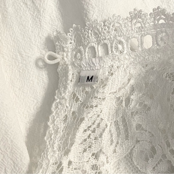 White Lace Long Sleeve Mock Neck Blouse Size M - Picture 10 of 10